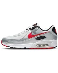 Nike - Air Max 90 Trainers Sneakers Photon Dust/metallic Silver/black/university Red - Lyst