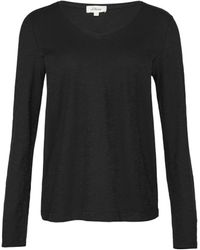 S.oliver - Langarmshirt aus Slub Yarn mit Rollkanten am Ausschnitt schwarz 46 - Lyst