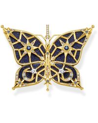 Thomas Sabo - Sabo Anhänger Schmetterling Stern und Mond aus 925 Sterlingsilber 750er Gelbgold-Vergoldung - Lyst