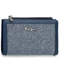 Pepe Jeans - Maddie Blue Card Holder Wallet 19.5 X 10 X 2 Cm Polyester With Faux Leather Details - Lyst