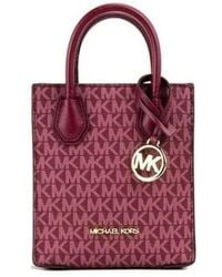 Michael Kors - Mercer Xs Mulberry Signature Pvc North South Shopper Crossbody Bag - Lyst
