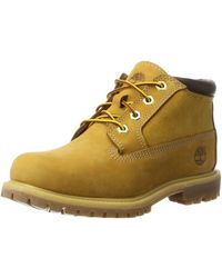 Timberland - Nellie Chukka Leather Suede (Wide Fit), Stivali Donna, Giallo (Wheat), 41 EU - Lyst