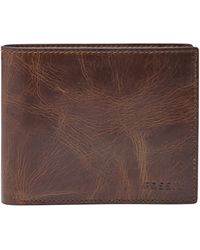 Fossil - Derrick Leather Rfid-blocking Bifold With Coin Pocket Wallet - Lyst