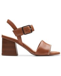Clarks - Siara65 Buckle Leather Sandals In Tan Standard Fit Size 7 - Lyst