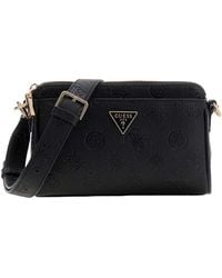 Guess - Sac à épaule bandoulière Cresidia II Mini Xbody Top Zip Bag Black Logo noir - Lyst