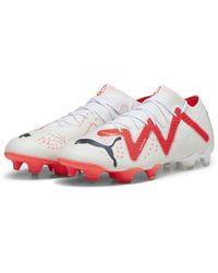 PUMA - Future Ultimate Fg/ag Low Football Boots 40white Black Fire Orchid Red - Lyst