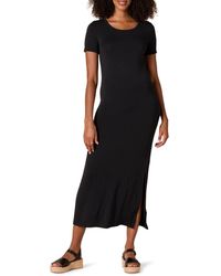 Amazon Essentials - Jersey Standard-fit Short-sleeve Crewneck Side Slit Maxi Dress - Lyst