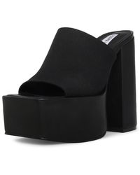 Steve Madden - Tristyn Slip On Open Squared Toe Block Heeled Fashion Sandals - Lyst