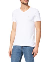Tommy Hilfiger - V Neck - T Shirt - Brand Logo - Short Sleeved Shirt - Slim Fit - Cotton - Lyst