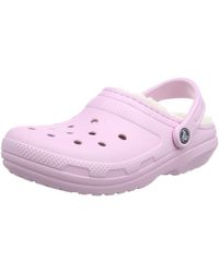 furry pink crocs