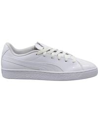 PUMA - Basket Crush White Patent Leather Low Lace Up S Trainers 369556 05 - Lyst