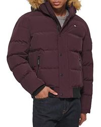 Tommy Hilfiger Arctic Cloth Quilted Snorkel Bomber Jacket - Purple