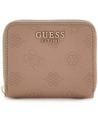 Guess - Porte-Monnaie Cresidia II SLG Zip Around Wallet Dark Taupe Logo - Lyst