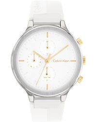 Calvin Klein - Multi Zifferblatt Quarz Uhr für mit Weisses Silikonarmband - 25200244 - Lyst
