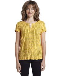Tom Tailor - T-Shirts/Tops Gemustertes T-Shirt mit Bindedetail in Crincle-Optik Yellow dot Design,L,22740,3000 - Lyst