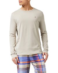 Tommy Hilfiger LS Pant-Juego de Camiseta de Franela Conjunto de Pijama - Gris