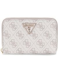 Guess - Portemonnee Laurel Ii Slg Medium Zip Around Wallet Dark Taupe Logo - Lyst