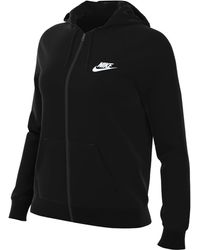 Nike - Dq5471-010 W Nsw Club Flc Fz Hoodie Std Shirt Met Lange Mouwen Zwart/wit Maat 2xl-t - Lyst