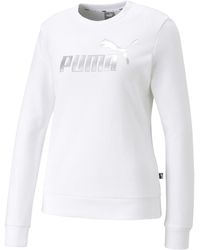 PUMA - Sweatshirt Essentials+ Sweatshirt mit Rundhalsausschnitt in Metallic - Lyst