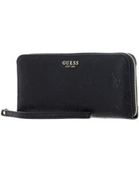 Guess - Galeria SLG Large Zip Around Wallet Black - Lyst