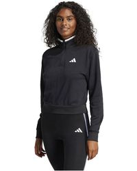 adidas - Essentials Color Pop French Terry Crop Quarter-Zip Track Jacket Sport-T-Shirts - Lyst