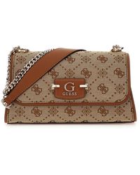 Guess - Neda Convertible Xbody Flap Bag Latte Logo - Lyst