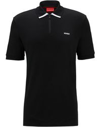 HUGO - Cotton-piqué Polo Shirt With Contrast Logo - Lyst