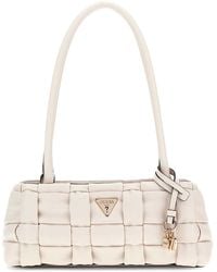 Guess - Schultertasche Marion Shoulder Satchel Bag Bone creme - Lyst