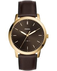 Fossil - Minimalist Quartz Stainless Steel And Leather Three-hand Watch - Lyst