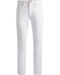 HUGO - S 708 Slim-fit Jeans In White Stretch Denim - Lyst