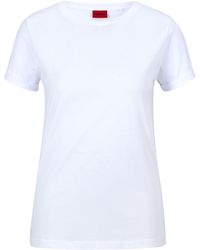 HUGO - S The Plain Tee Cotton-jersey T-shirt With Reversed-logo Print White - Lyst