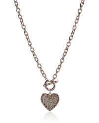 Guess Filigree Heart Toggle Pendant Necklace - Metallic
