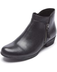 Rockport - Carly Bootie Ankle Boot, Black Leather, 8.5 W Us - Lyst