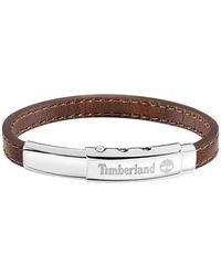 Timberland - Amity Tdagb0001605 Bracelet Stainless Steel Silver And Brown Leather Length: 18 Cm + 10 Cm - Lyst