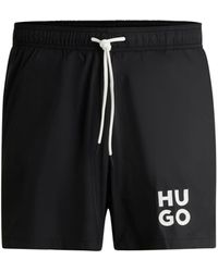 HUGO - Fully Lined Swim Shorts With Stacked Logo - Lyst