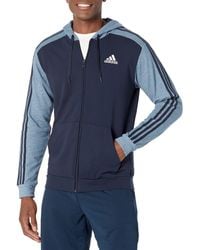 adidas - Essentials Mélange French Terry Full Zip Hoodie - Lyst