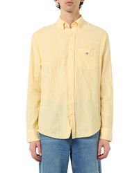 GANT - REG Cotton Linen Shirt Hemd - Lyst