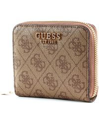 Guess - Laurel SLG Small Zip Around S Latte Logo - Lyst