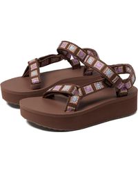 Teva - Flatform Universal Crochet Womens Platform Sandals In Brown - 3 Uk - Lyst