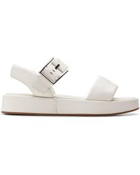 Clarks - Alda Strap Leather Sandals In Off White Standard Fit Size 9 - Lyst