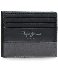 Pepe Jeans - Dual Card Holder Black 9.5 X 7.5 Cm Leather - Lyst