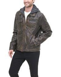 Levi's - Faux Leather Hooded Trucker Jacket With Sherpa Lining - Lyst
