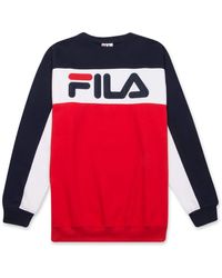 Fila - Big and Tall Long Sleeve Color Block Crew Neck Soft Comfortable Fleece Sweatshirt Navy/White/Red 3XLT - Lyst