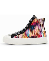 Desigual - Crush Digital Print Multicoloured Patchwork High Top Sneakers 23wska16 - Lyst
