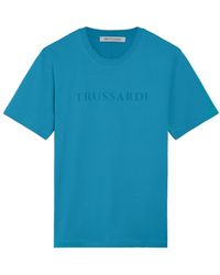 Trussardi - Uomo T-Shirt Lettering Print Cotton Jersey 30/1 52T00724-1T005381 Turchese XXL - Lyst