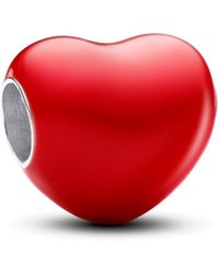 PANDORA - Moments Heart Sterling Silver Charm With Color Changing Red Enamel - Lyst