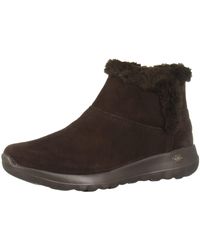 Skechers On The Go Joy Bundle Up Suede Ankle Winter Boots in Brown | Lyst