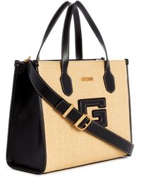 Guess - G Status 2 Compartment Tote Natural/black - Lyst