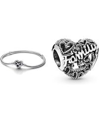 PANDORA - Moments Armband aus Sterling-Silber mit Funkelndem Unendlichkeits-Herzverschluss und Zirkonia Steinen & Family Herz Charm - Lyst