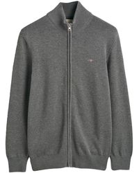 GANT - Casual Cotton Zip Cardigan Sweater - Lyst